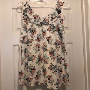 Mixed media flutter top LOFT Outlet blouse